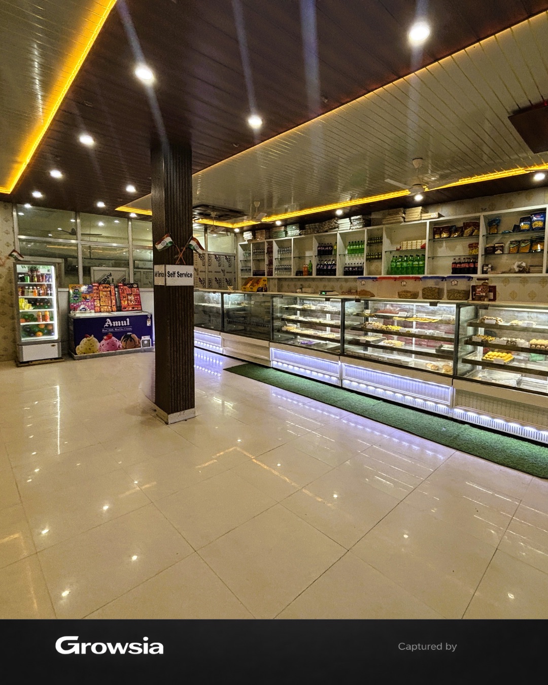 Atithi Sweets professional interior shot by Growsia - seating area