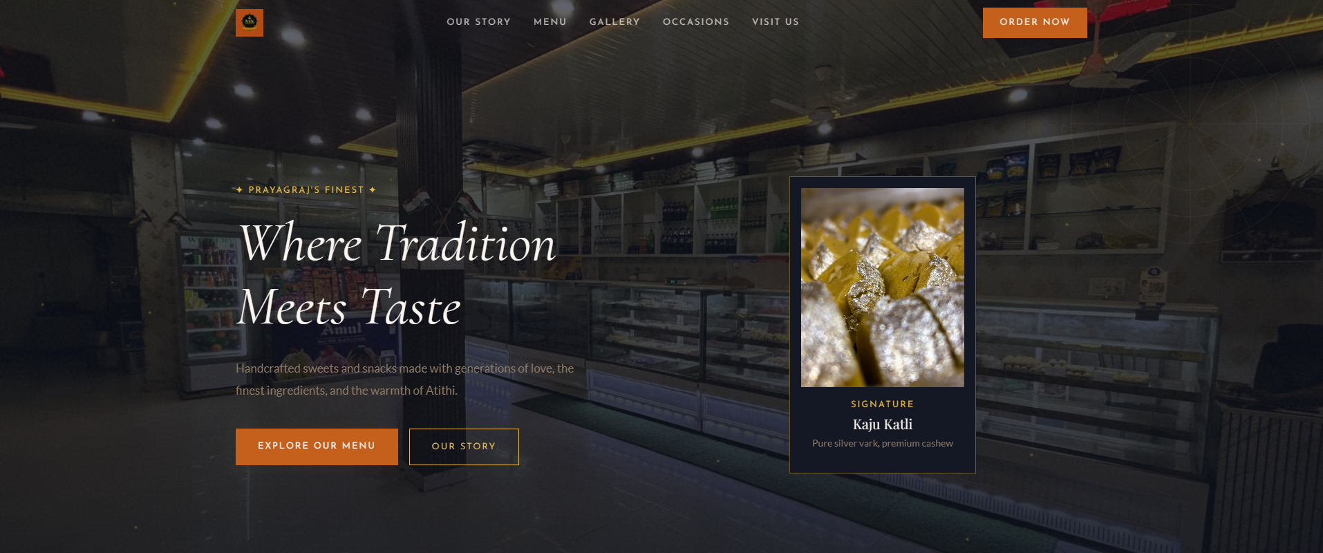 Atithi Sweets website preview