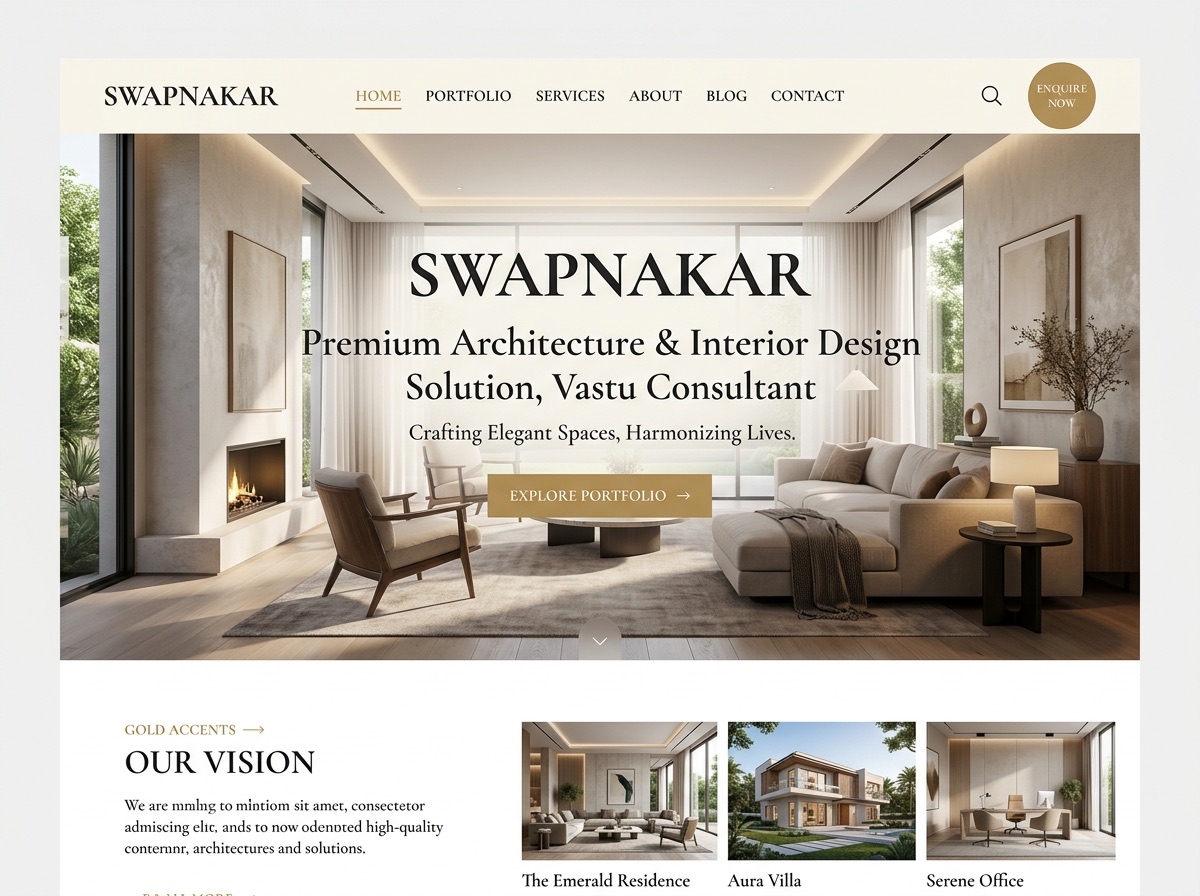 Swapnakar Premium Architecture and Interior Design website design by Growsia - responsive custom website, Vastu consultant in Prayagraj